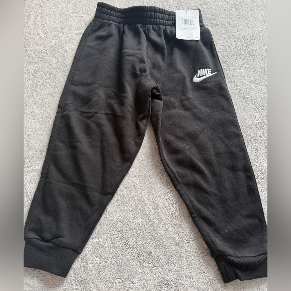Nike Black Kids Jogger Sweatpants with White Swoosh